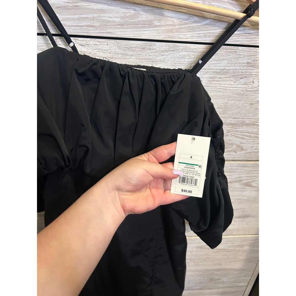 A New Day Black Off The Shoulder Puff Sleeve Mini Dress NWT Size 4 - Picture 5 of 6